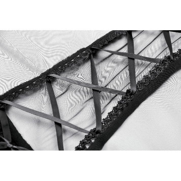 Dark in Love Seraphina Tiered Mesh and Ruffle Goth Gown