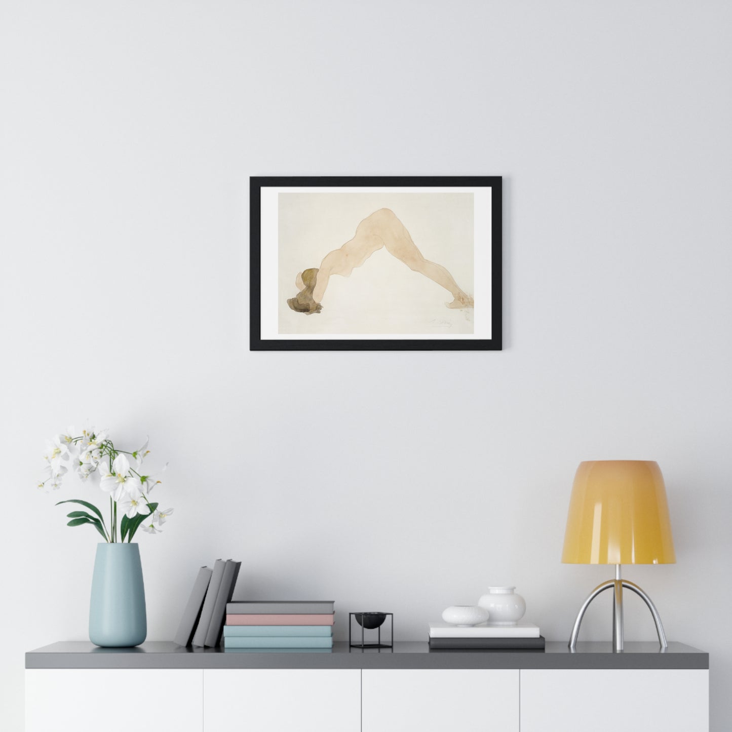 Vintage Erotic Art, Nude Standing with Head on Ground (1917) by Auguste Rodin, from the Original, Framed Art Print