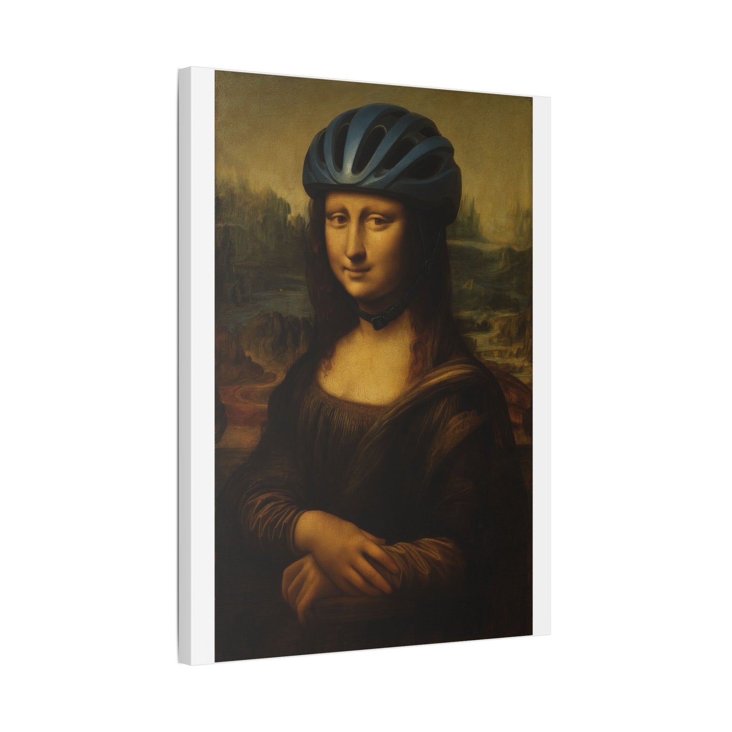 Biker Mona Lisa 'Created by AI' Canvas Art Print