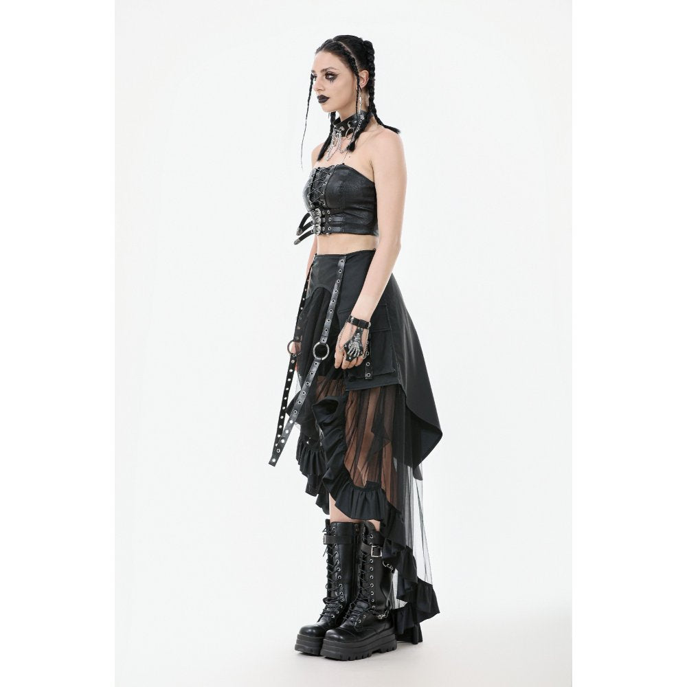 Dark in Love Ravena Buckled Faux Leather Corset Top