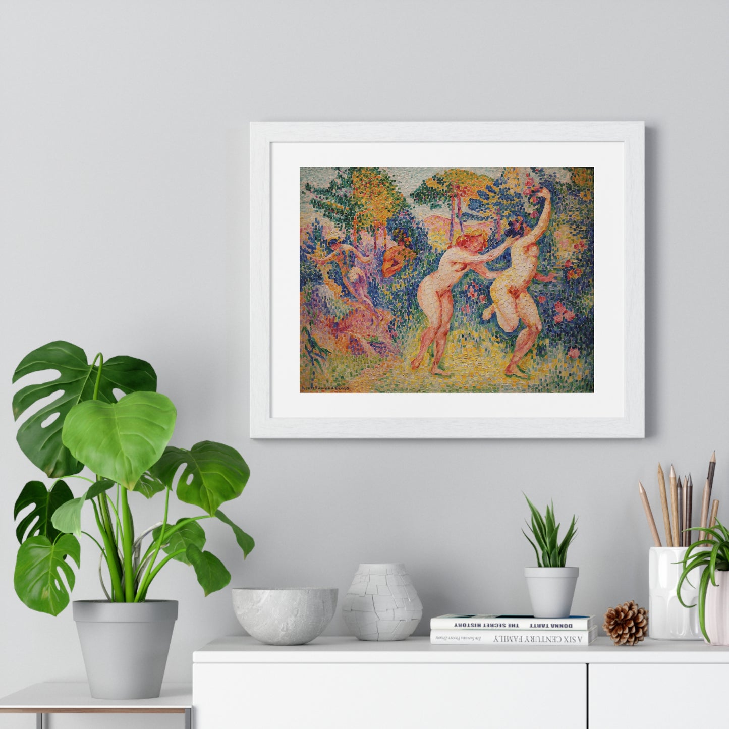 Giclée Print Depicting Two Running Nymphs (1906) by Henri-Edmond Cross from the Original, Framed Art Print