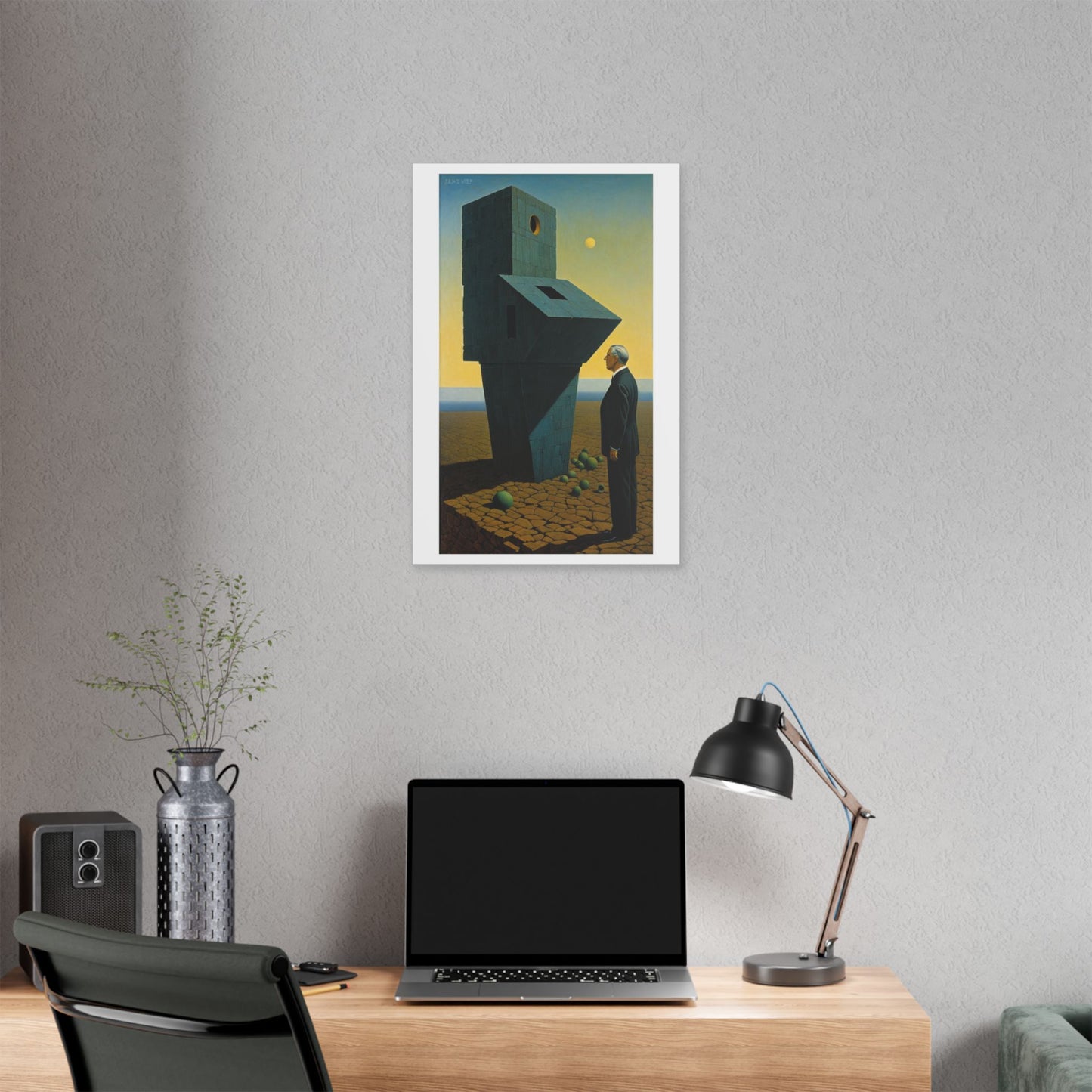 Man at the Watchtower II, Surrealist Art Style 'Designed by AI' Canvas Art Print