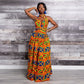 African and Geometric Print Maxi Dress