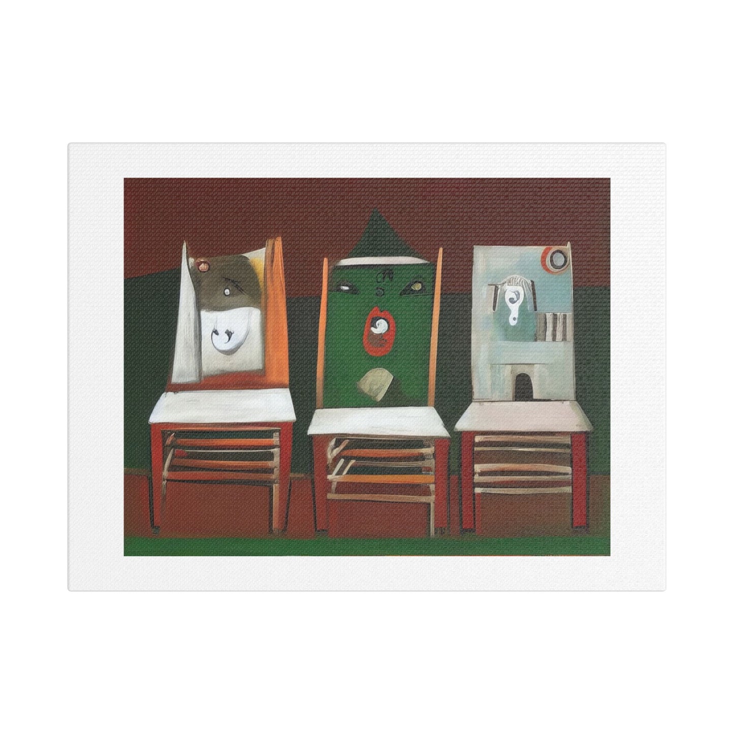 Birds and Chairs, Abstract Art 'Designed by AI' Print on Canvas