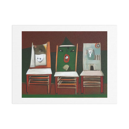 Birds and Chairs, Abstract Art 'Designed by AI' Print on Canvas