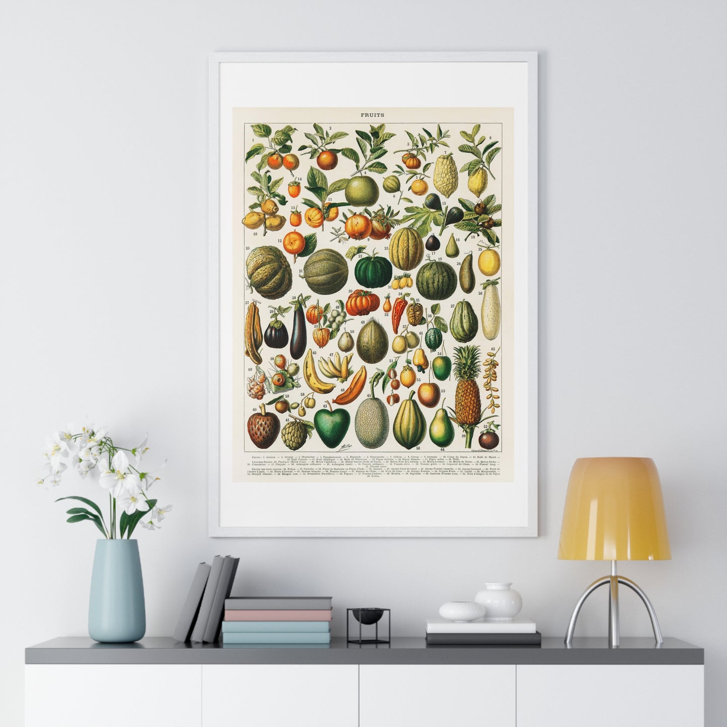 Vintage Illustration of Fruits and Vegetables from 'Nouveau Larousse Illustre' (1898), by Larousse, Pierre, Augé and Claude, from the Original, Framed Print