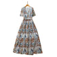 Vireous Short Sleeve Abstract Print Long Dress, Spring and Summer Collection