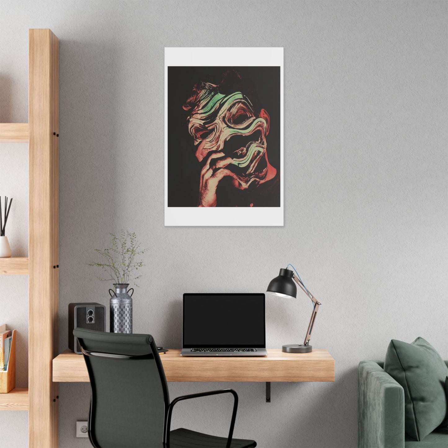 Abstract Male Portrait 'Designed by AI' Satin Canvas Art Print