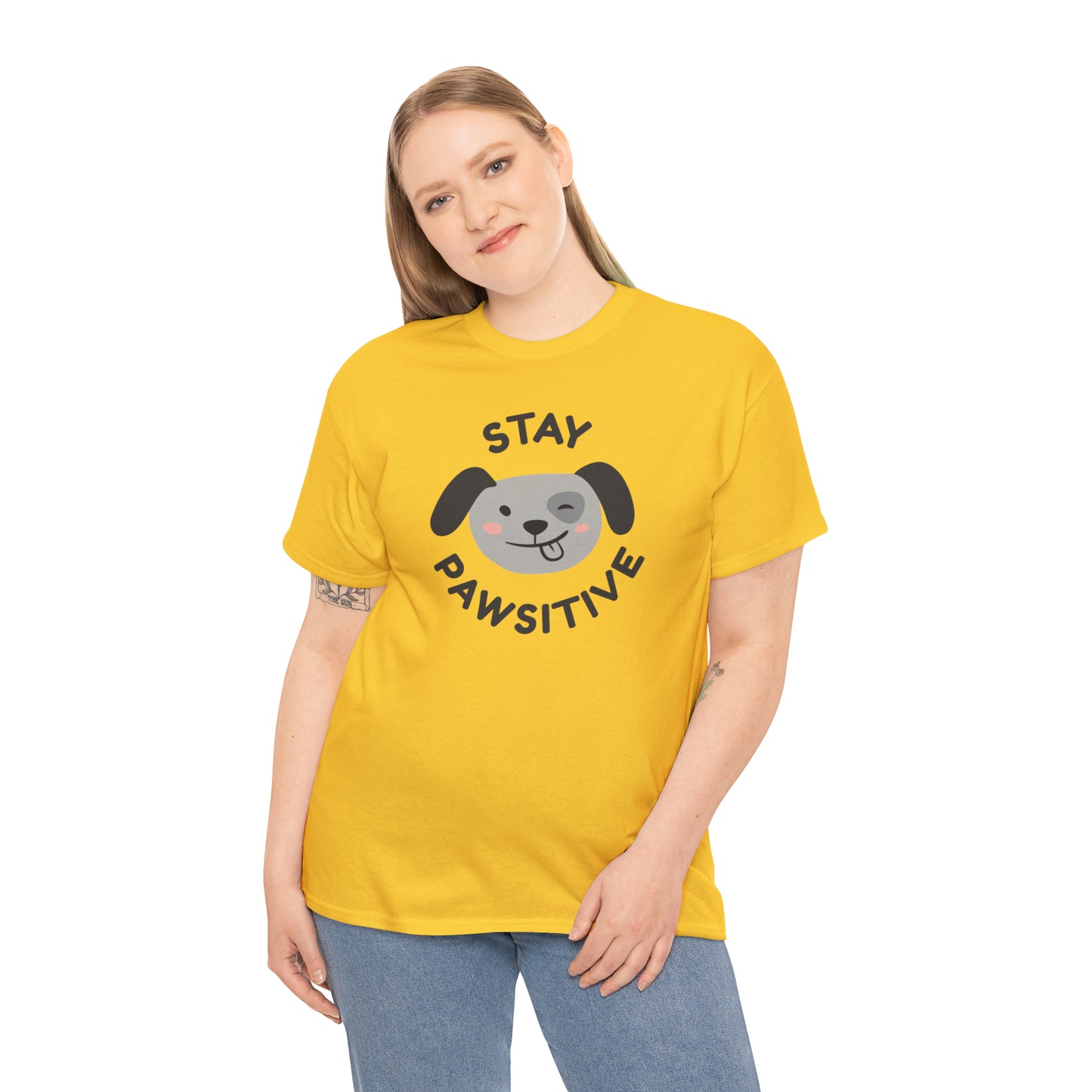 Stay Pawsitive Dog Lover's Cotton T-Shirt