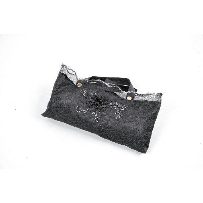 Dark in Love Belladonna Embroidered Folding Parasol in Black