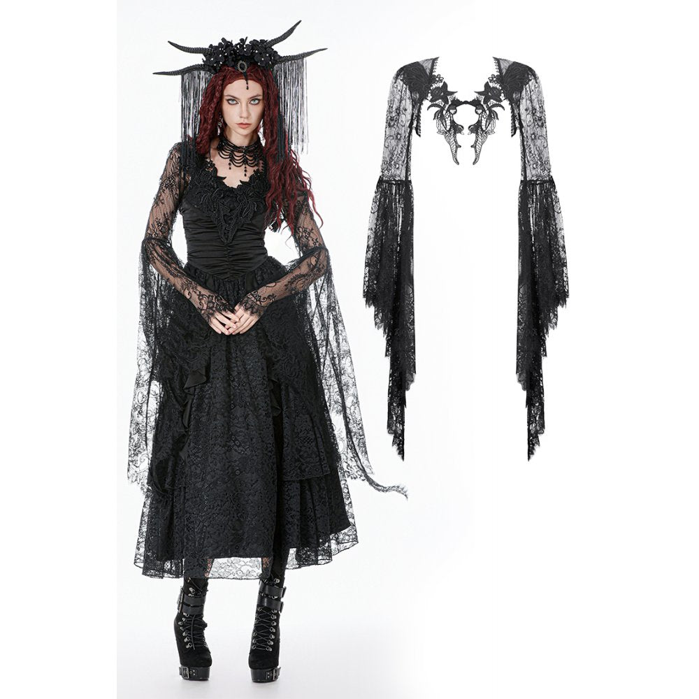 Dark In Love Gothic Lace Bell-Sleeve Cape