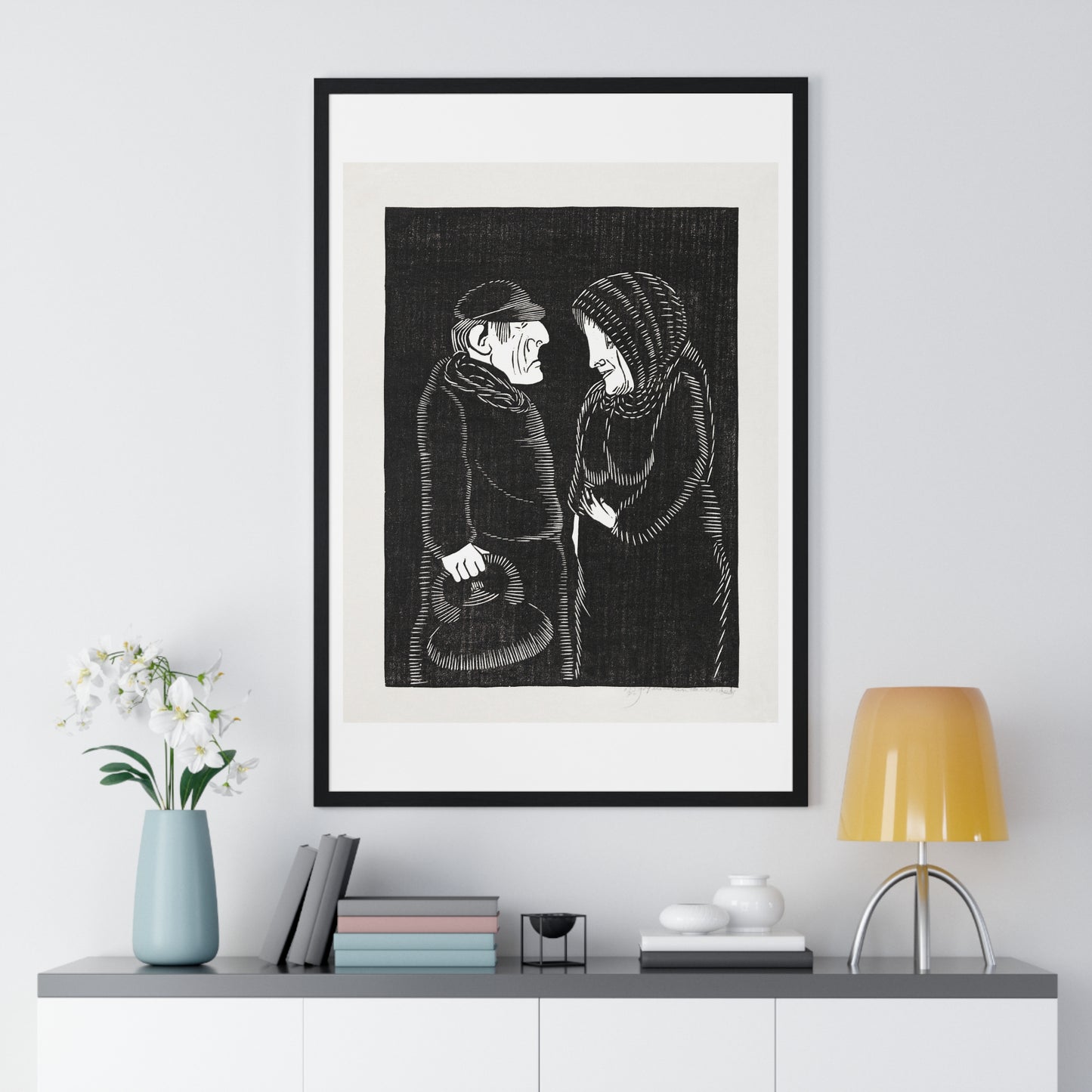 Fantastical Man and Woman 'Fantasie Man en Vrouw' (1929) by Samuel Jessurun de Mesquita, from the Original, Framed Art Print