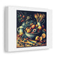 Bowl of Fruit Still Life Pointillist Style Art Print 'Designed by AI' on Satin Canvas