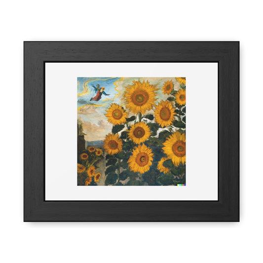 Sunflowers With An Angel Above In The Style Of Vincent Van Gogh 'Designed by AI' Wooden Framed Print