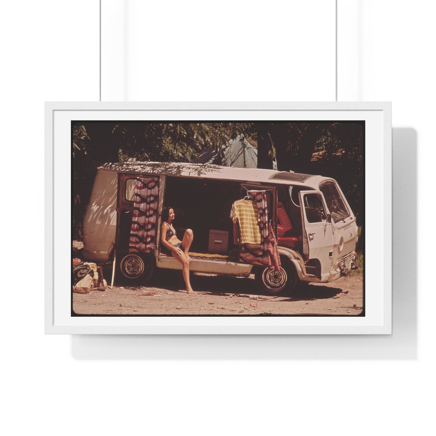 Vintage Photography, Campers at Garner State Park (1972) by Marc St Gil, from the Original, Framed Print