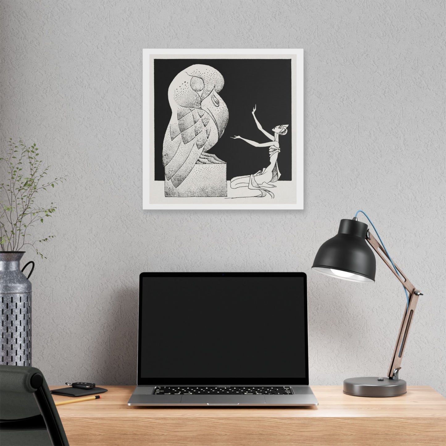 Vintage Illustration for Dragon Moon, a Short Tale by Henry Kuttner (1941) by Hannes Bok, Canvas Art Print