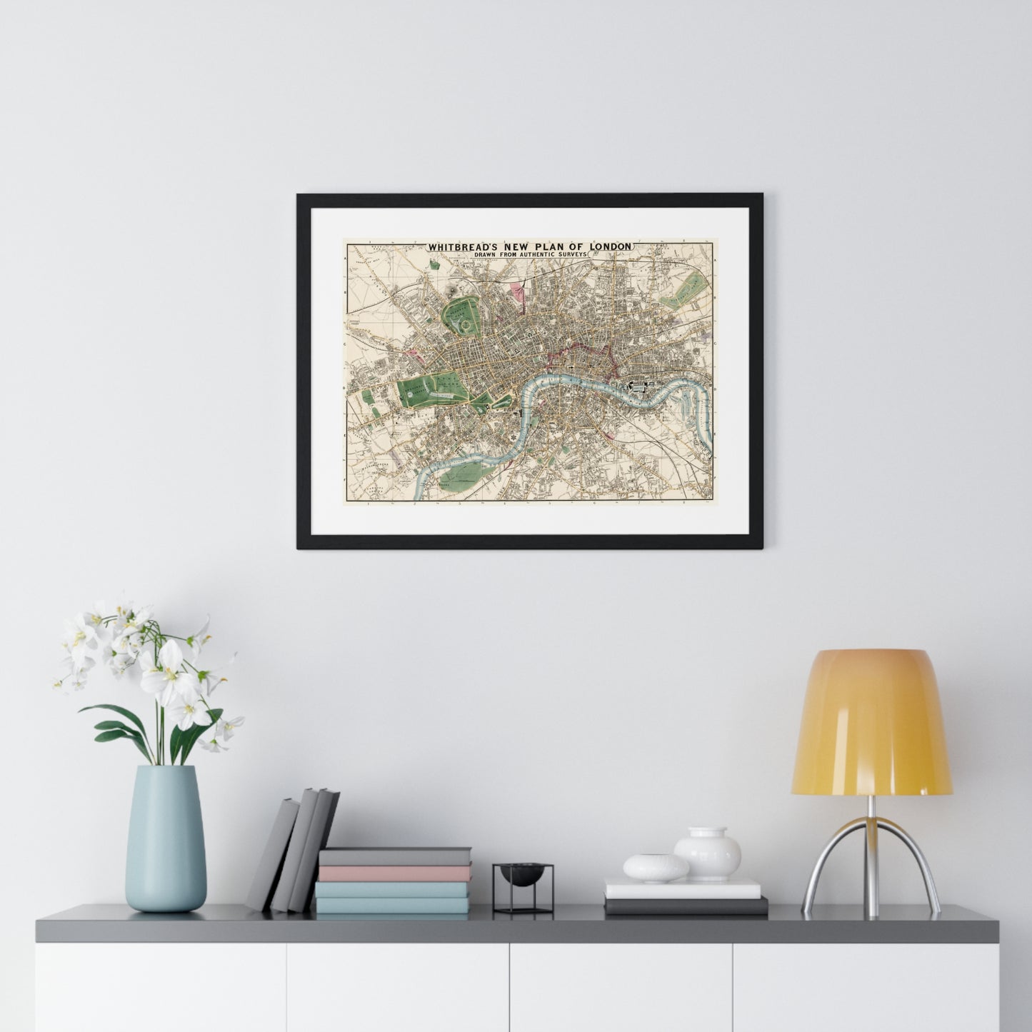 Whitbread's New Plan of London Drawn from Authentic Survey (1853) from the Original, Framed Art Print