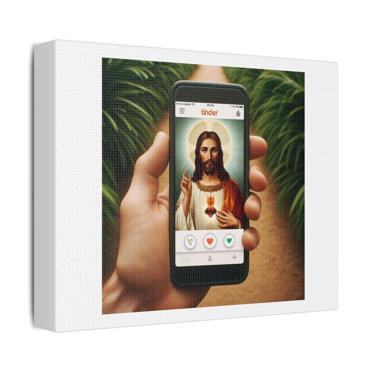 Tinder is a Sign You Need Jesus! 'Designed by AI' Art Print on Canvas