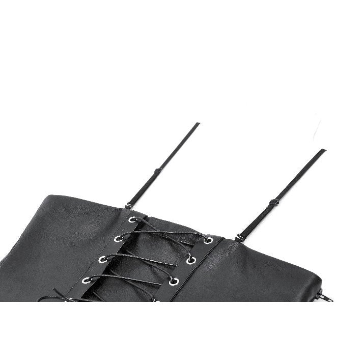 Dark in Love Ravena Buckled Faux Leather Corset Top