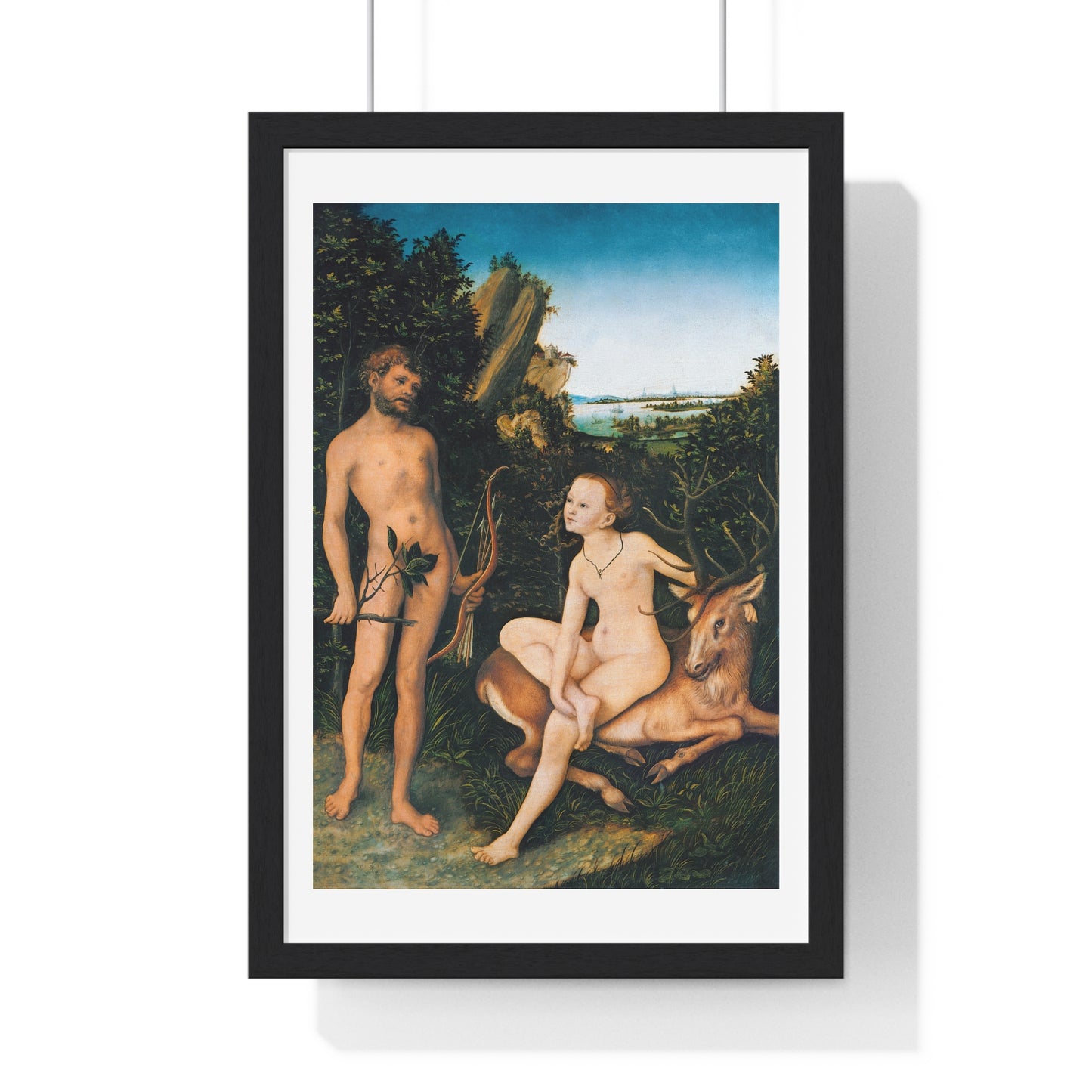 Apollo and Diana (1530) by Lucas Cranach, from the Original, Framed Art Print