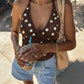 Vireous Sequin Crochet Halter Vest, Figure-Hugging Summer Top