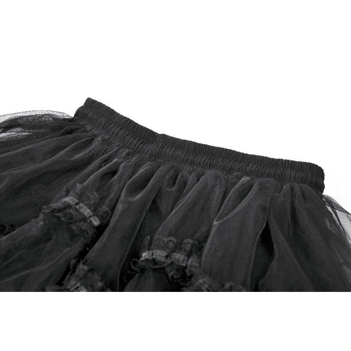 Dark in Love Gothic Tailed Sheer Mesh Petticoat Skirt