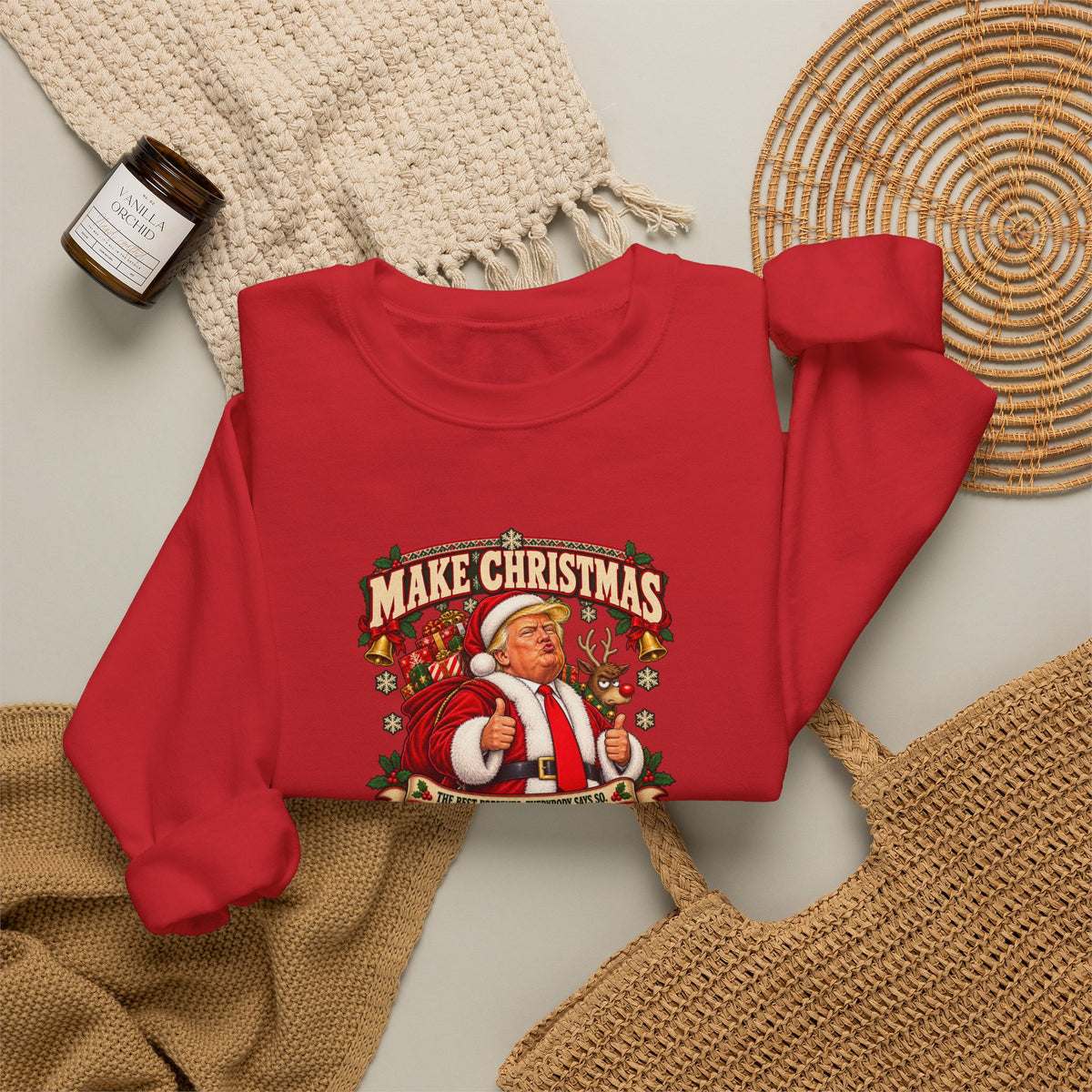 Funny Adult Christmas Jumpers: 'Make Christmas Great Again' Santa Crewneck