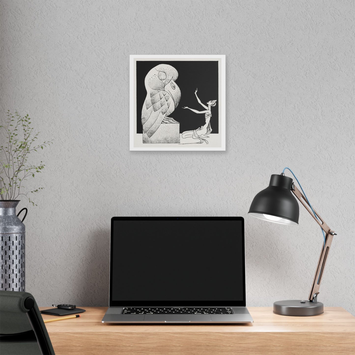 Vintage Illustration for Dragon Moon, a Short Tale by Henry Kuttner (1941) by Hannes Bok, Canvas Art Print