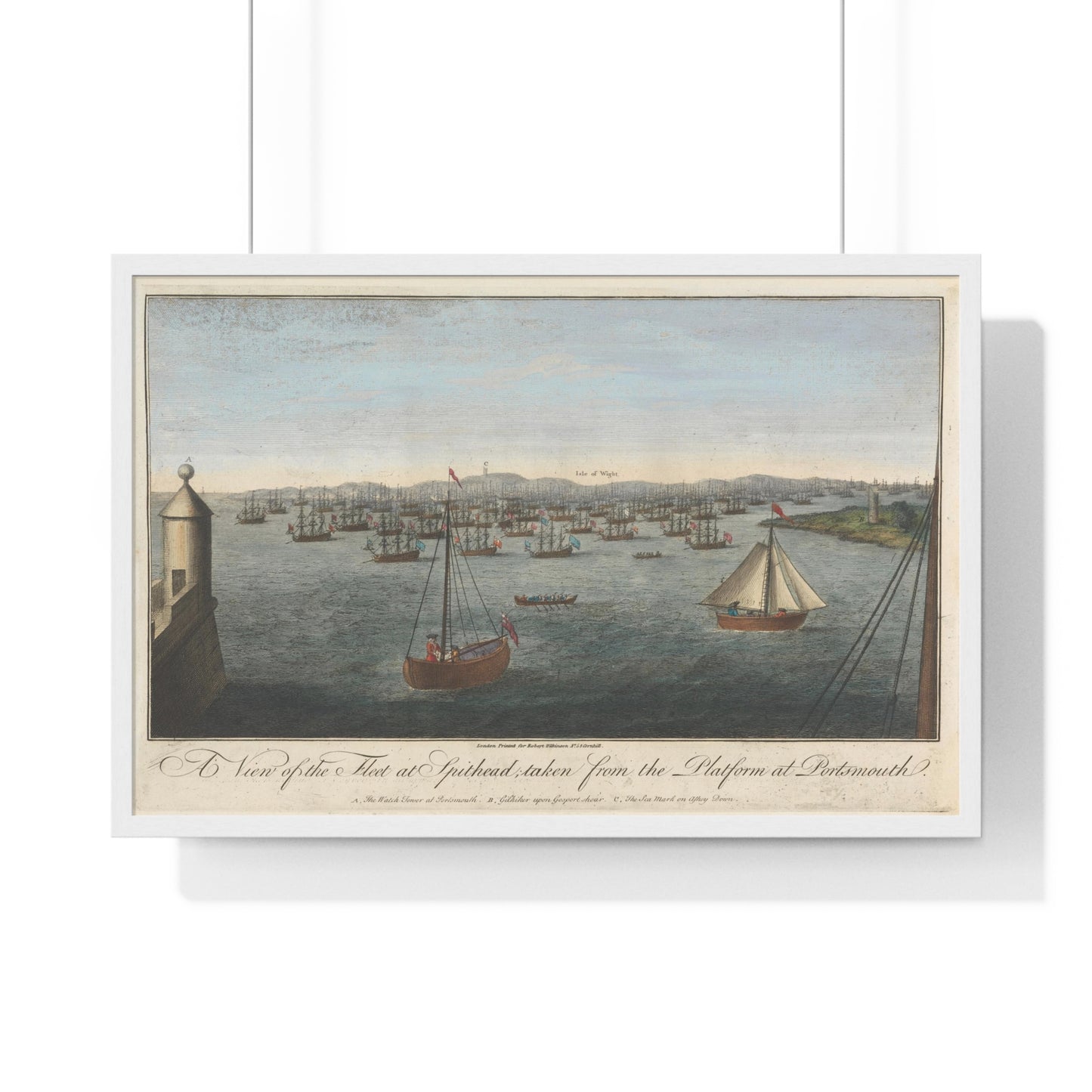 A View of the Fleet at Spithead, Taken from Stone Common near Exbury Distant Upwards of Three Leagues, from the Original, Framed Art Print