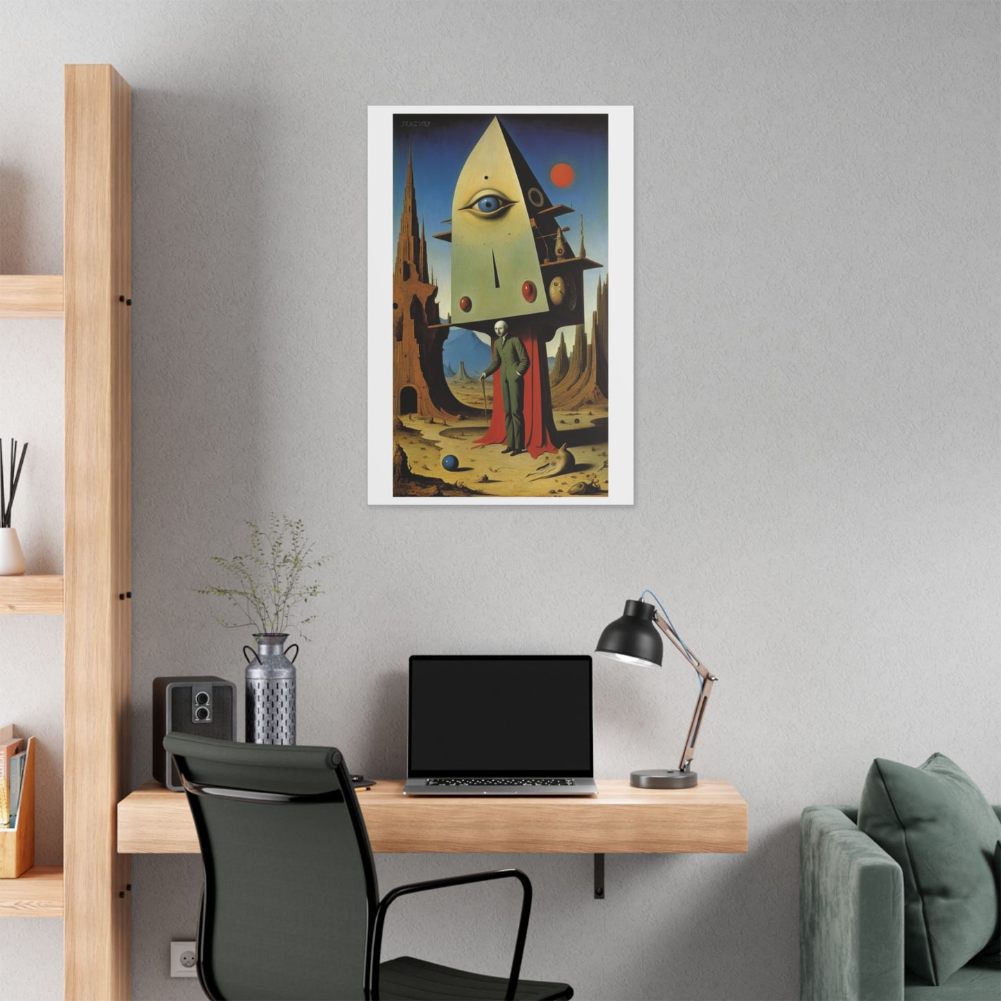 Man at the Watchtower, Surrealist Art Style 'Designed by AI' Canvas Art Print