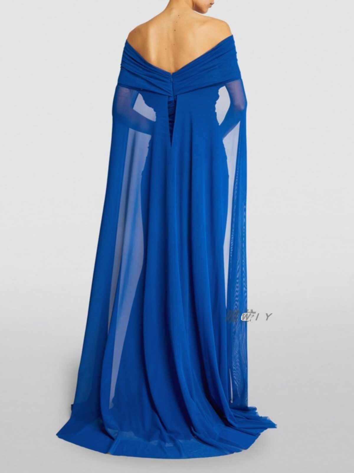 open back cape maxi dress Women's Catwalk Open Back Off-Shoulder Cape Long Dress – Vireous.Shop