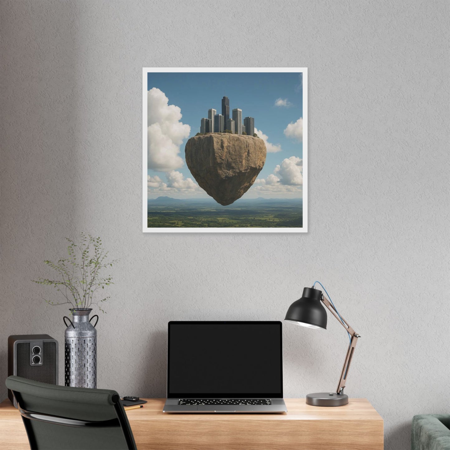 Levitated Mass Suspended Above a Beautiful Landscape II 'Designed by AI' Canvas Art Print