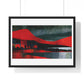 Unreal Landscape, Red and Grey Decor Art, Large Framed Print