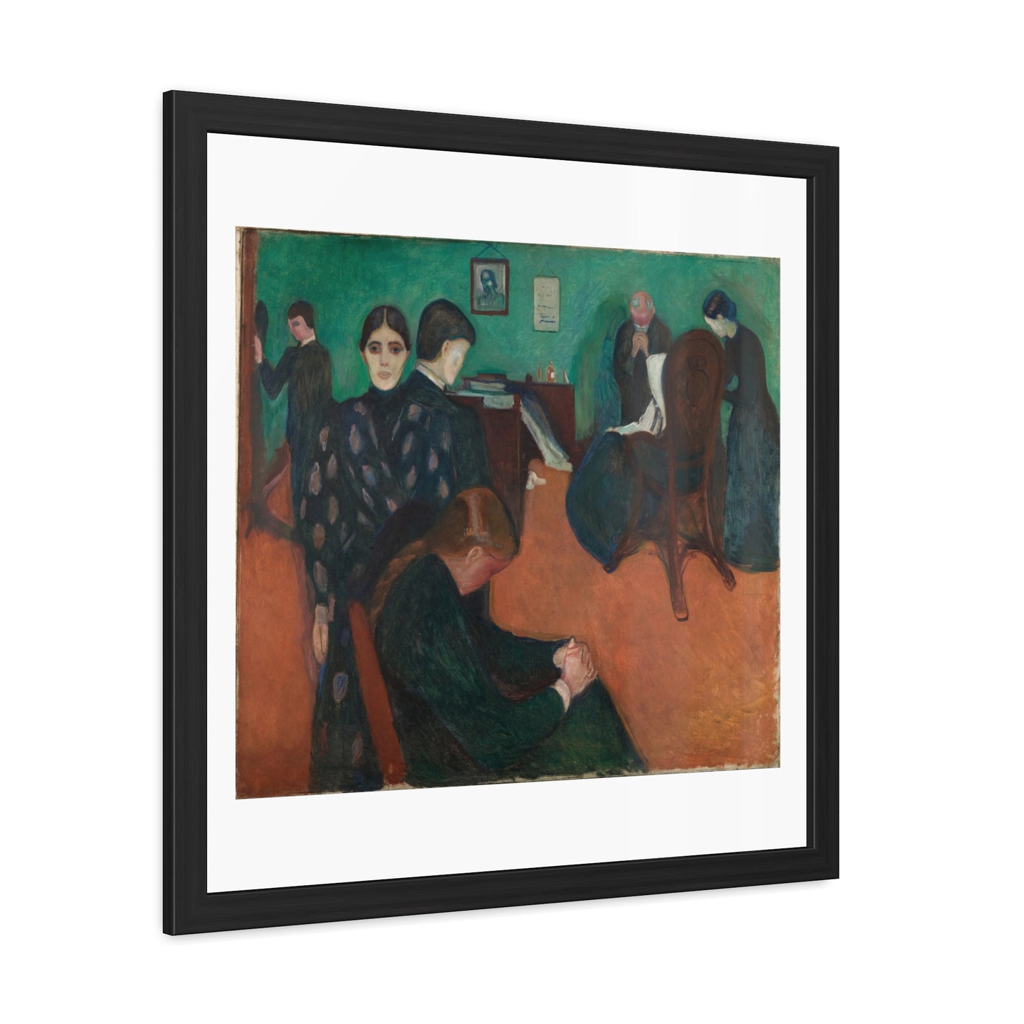 Death in the Sickroom (1893) by Edvard Munch Reproduction of the Famous Painting from the Original, Wooden Framed Print