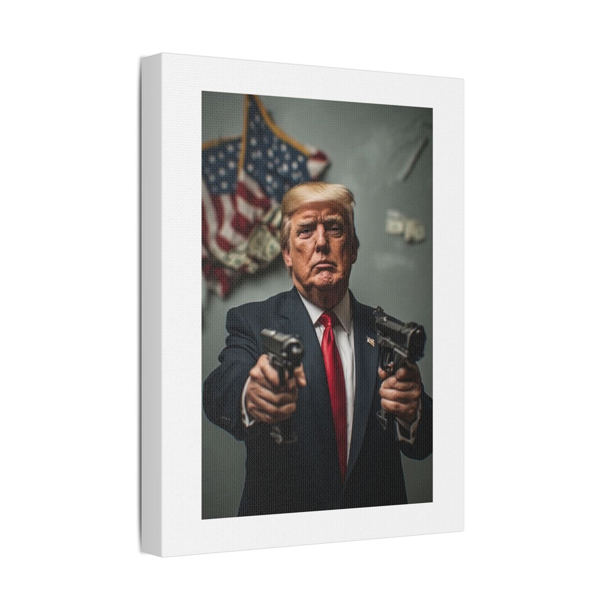 Gangster Donald Trump, Surrealist Art Print on Satin Canvas, Stretched