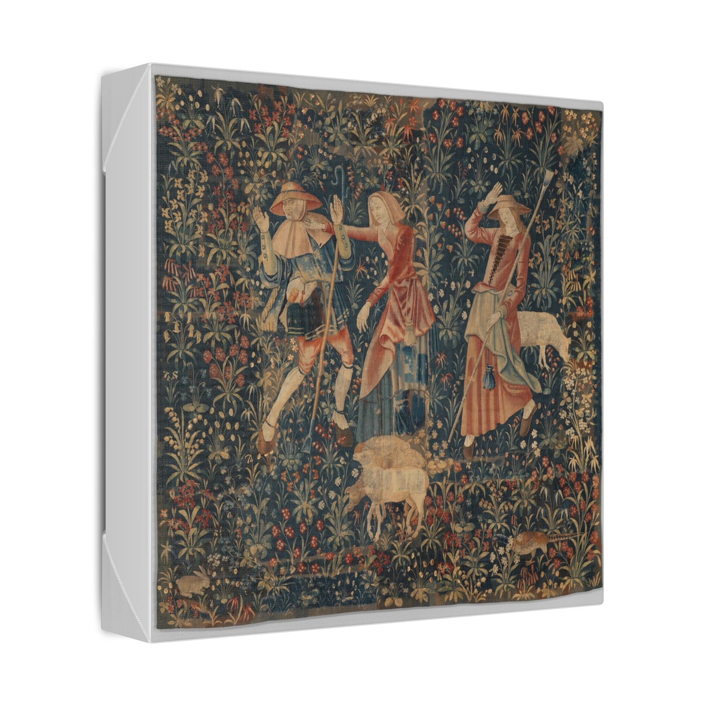 Shepherd and Shepherdesses, South Netherlandish Tapestry (1500–1530) Canvas Art Print