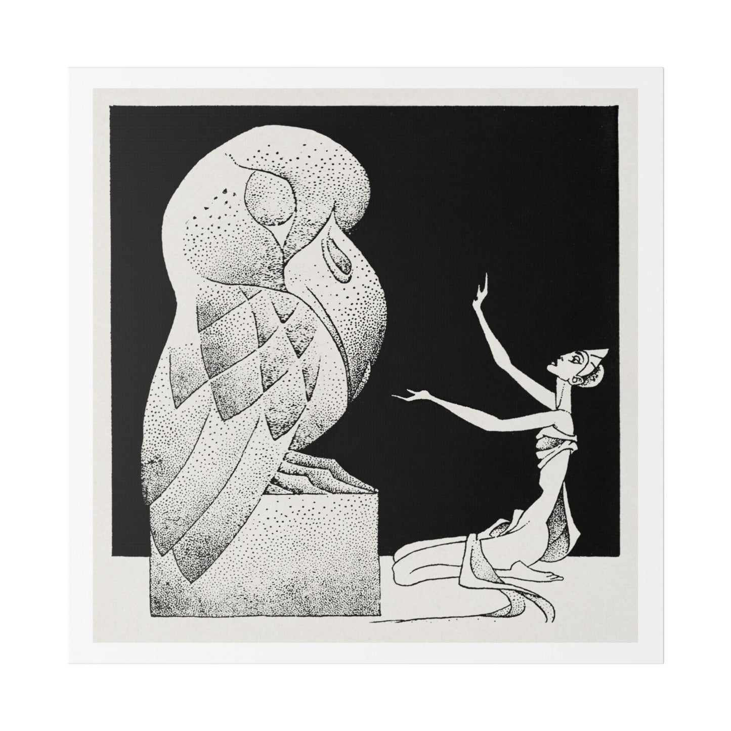 Vintage Illustration for Dragon Moon, a Short Tale by Henry Kuttner (1941) by Hannes Bok, Canvas Art Print