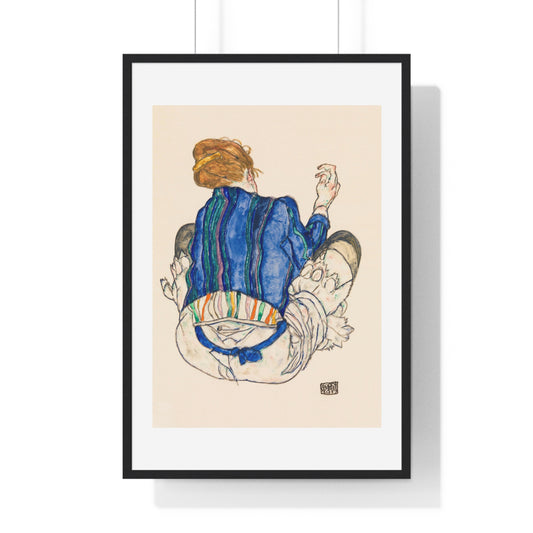 Seated Woman, Back View (1917) by Egon Schiele, from the Original, Framed Art Print