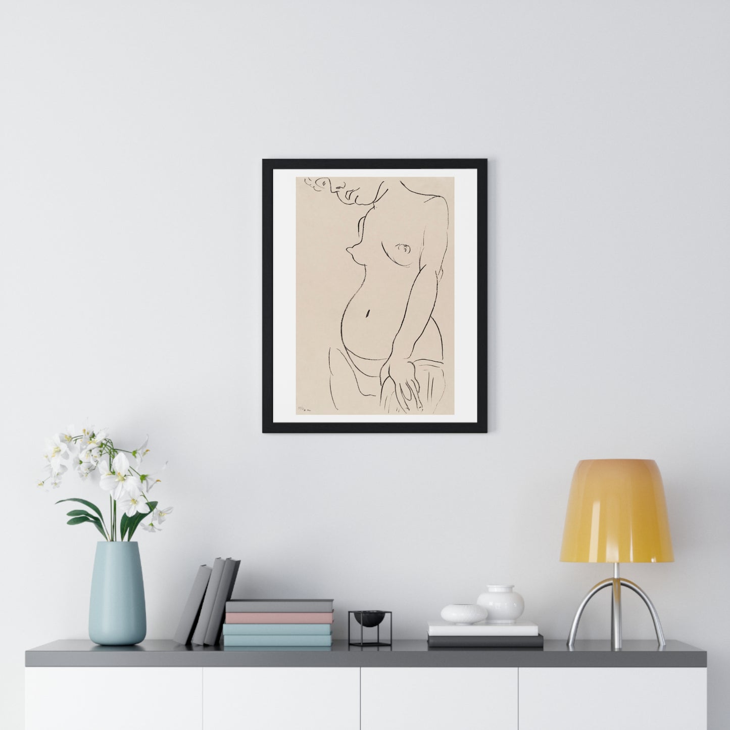 Nude Three Quarters, Part of Head Cropped (1913) by Henri Matisse from the Original, Framed Art Print