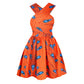 African Print Halter Dress, Pleated Skirt