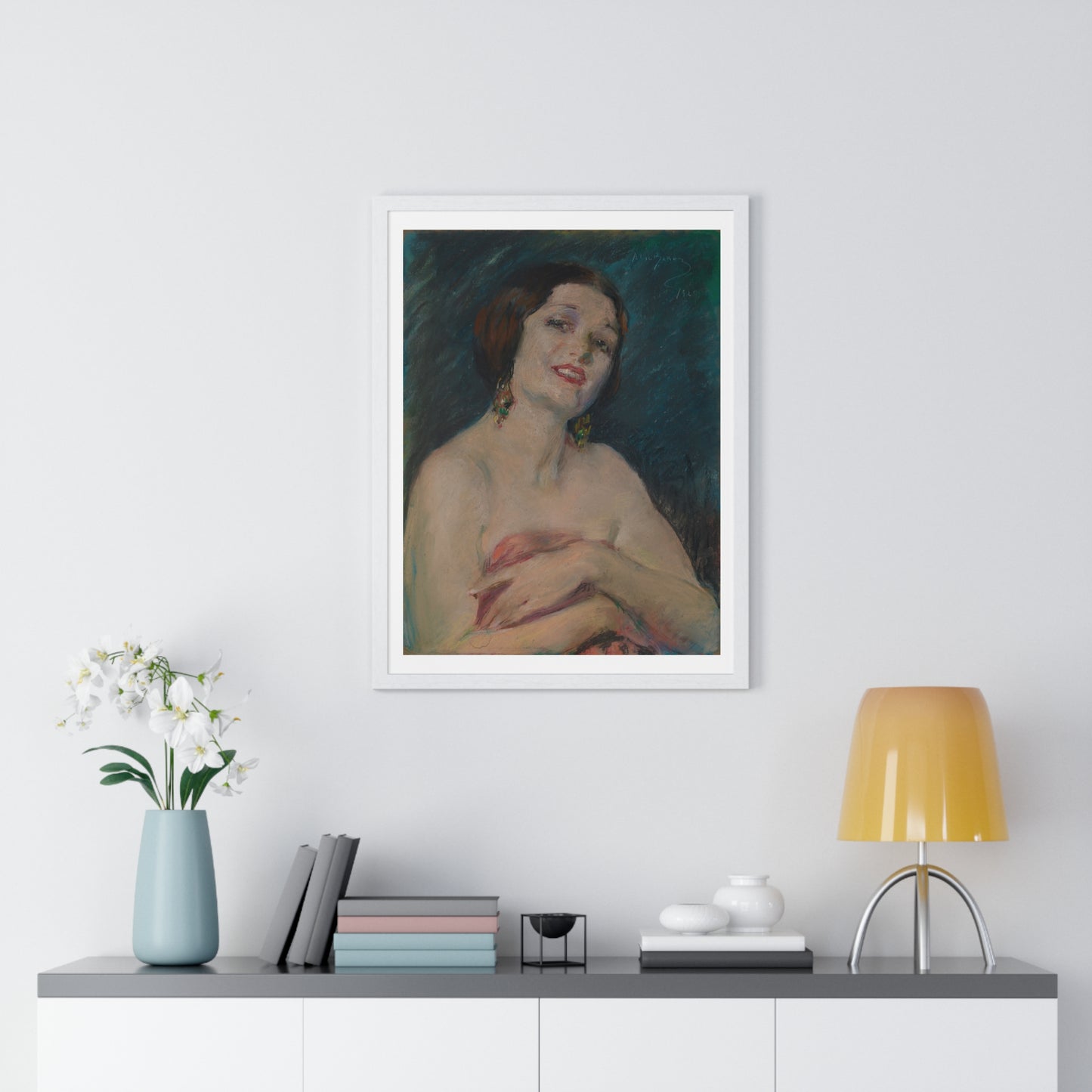 Model Holding Drapery (circa 1929) by Alice Pike Barney, from the Original, Framed Art Print