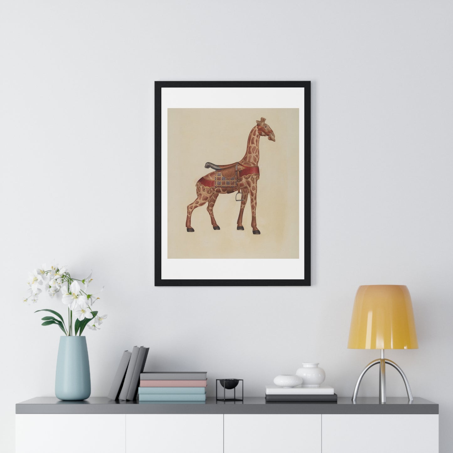 Carousel Giraffe (circa 1939) Illustration by Henry Tomaszewski, from the Original, Framed Print
