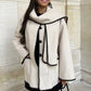 Vireous Faux Cashmere Splice Overcoat with Scarf, Multi Colours