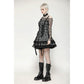 Dark in Love Ida Punk Grey Tartan Metal-Studded Dress
