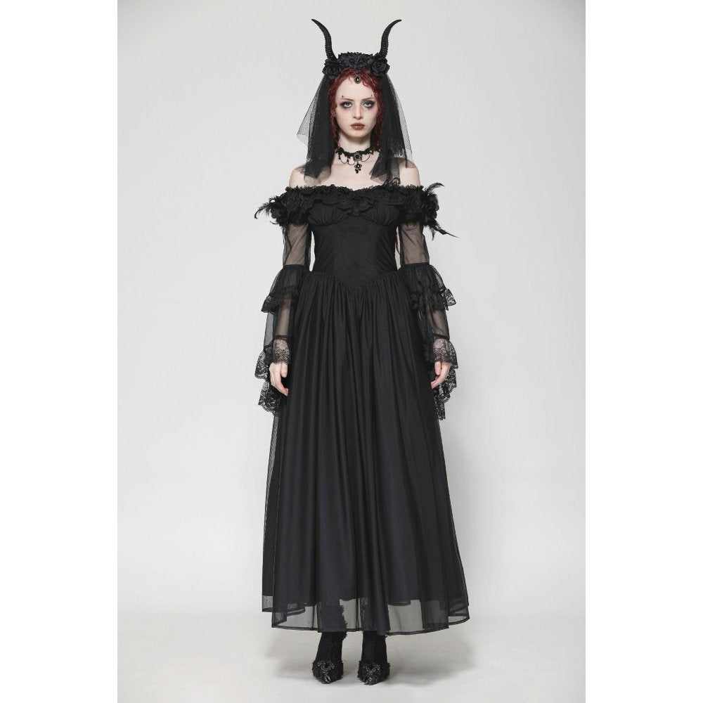Dark in Love Millicent Black Tulle Feather Fantasy dress