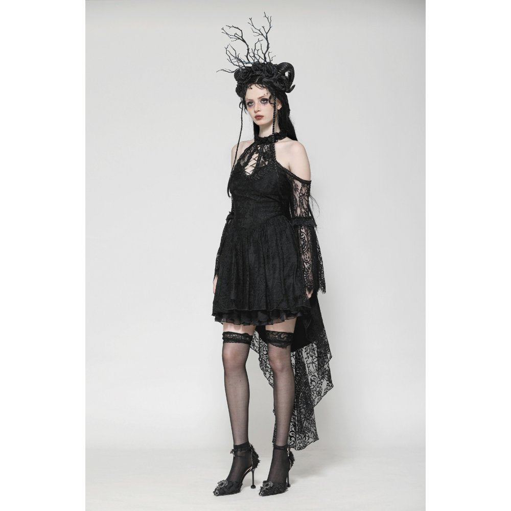 Dark in Love Gem Gothic Vine Lace-Tail Dress