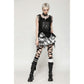 Dark in Love Quinn Punk Black and White Checkered Asymmetrical Messy Net Skirt