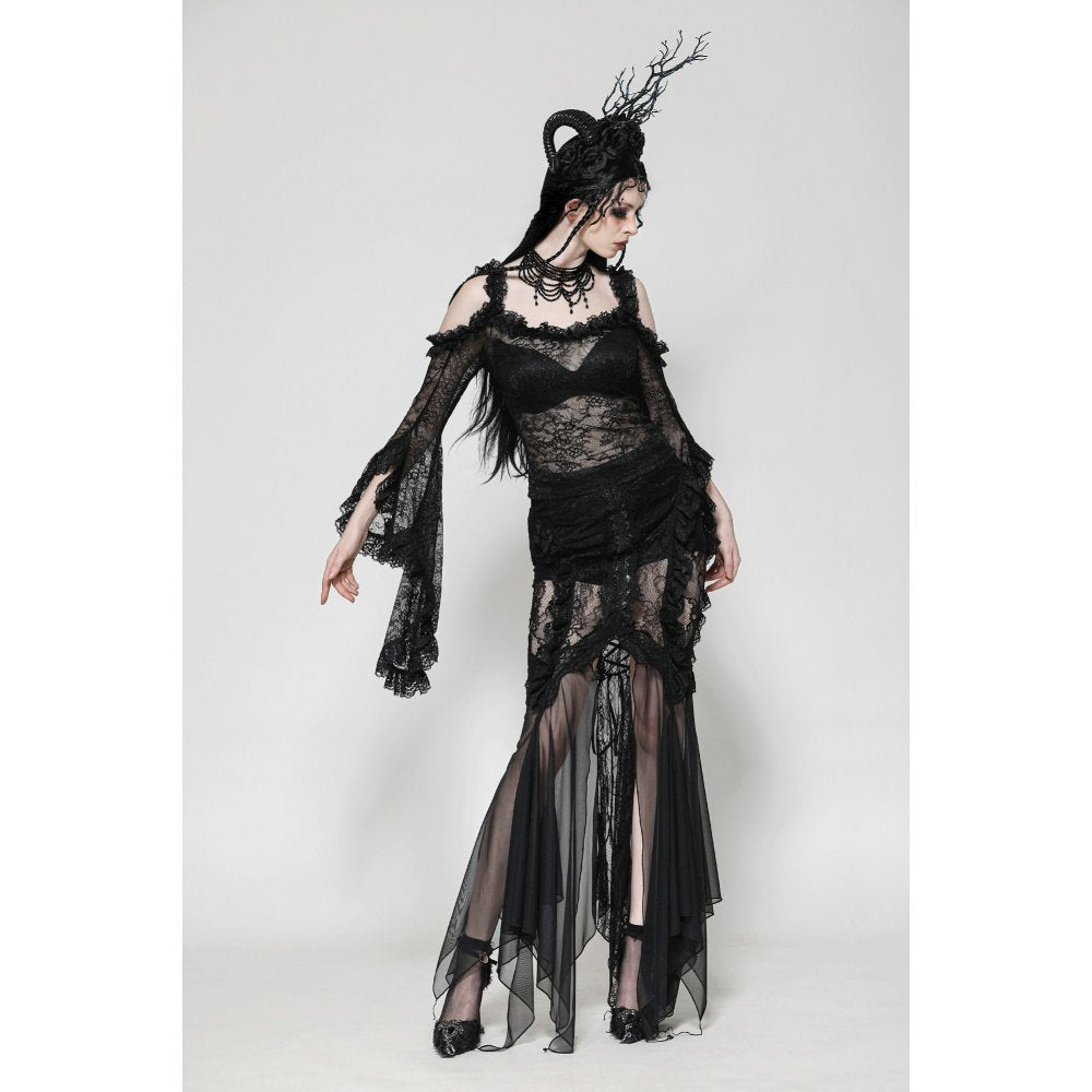 Dark in Love Delaney Gothic Romantic Lace Flare-Sleeve Top