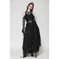Dark in Love Carys Black Gothic Asymmetrical Lace Off-Shoulder Dress with Rhinestone Detail