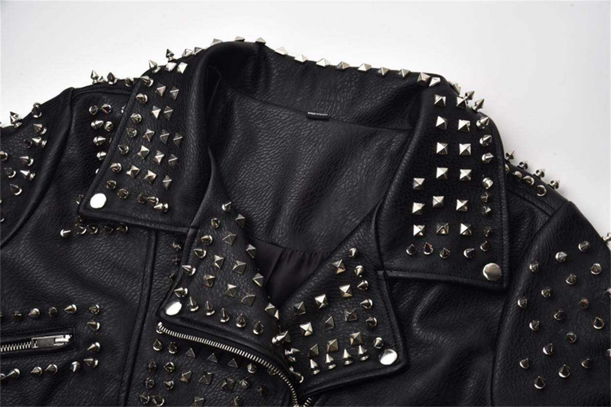 Black Leather Studded Stylish Heavy Punk Jacket